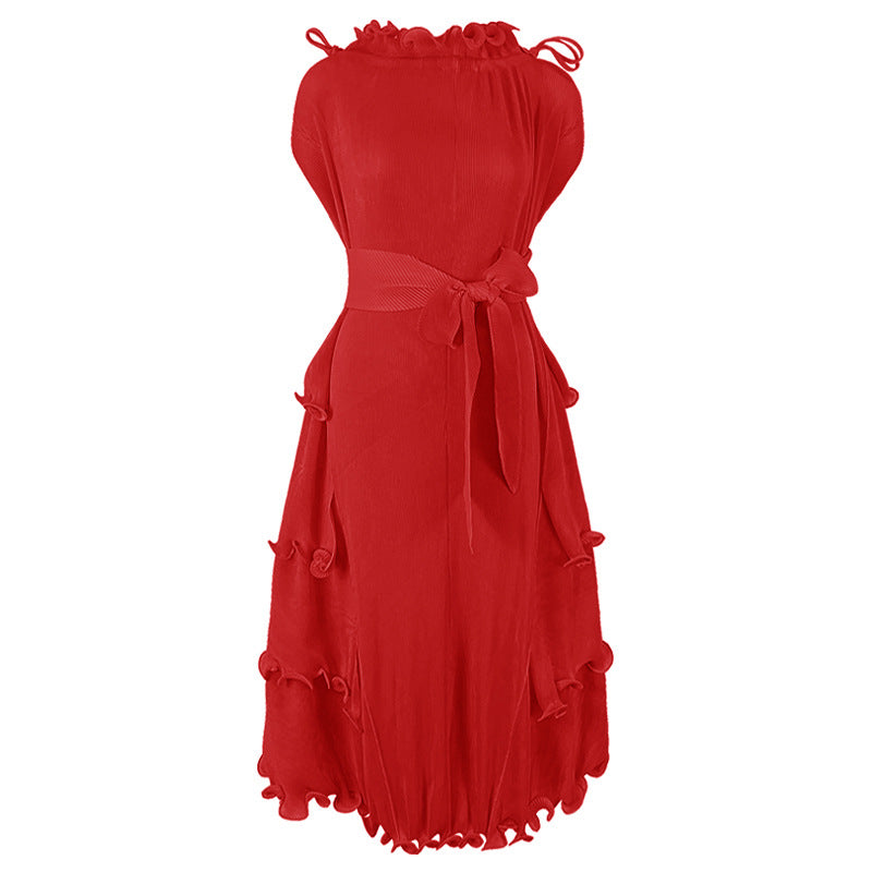 Spring Women's Wear Drape New European American Versatile Design Sense Sleeveless Temperament Tie Dress
