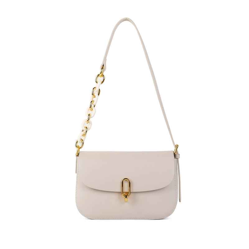 New fashion simple leather saddle bag niche lock women's bag shoulder messenger bag