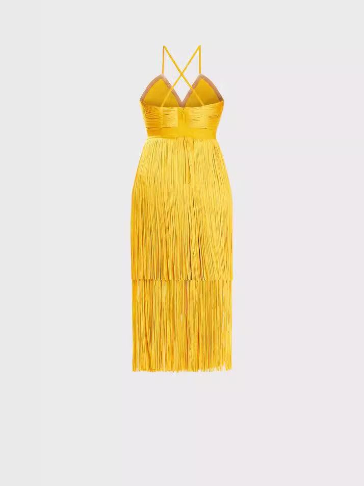 Suspender fringe skirt backpack hip skirt bandage dress