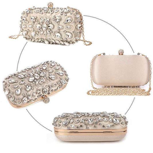 Wedding Clutch Women's Clutch Bag Party Purse and Handbag Pearl Clutch Luxury Handbags Women Bags Designer Apricot Wallet