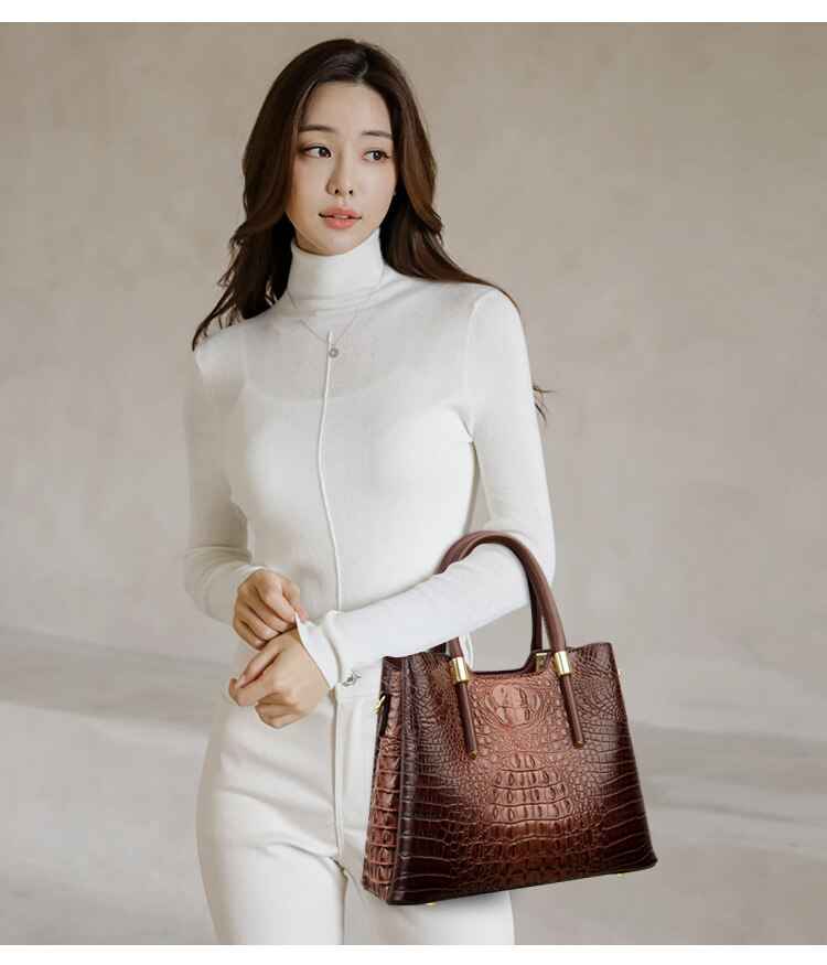 Fashion Alligator Women Handbags Designer Luxury Crocodile Pu Leather Shoulder Crossbody Bags Retro Large Tote Female Purse