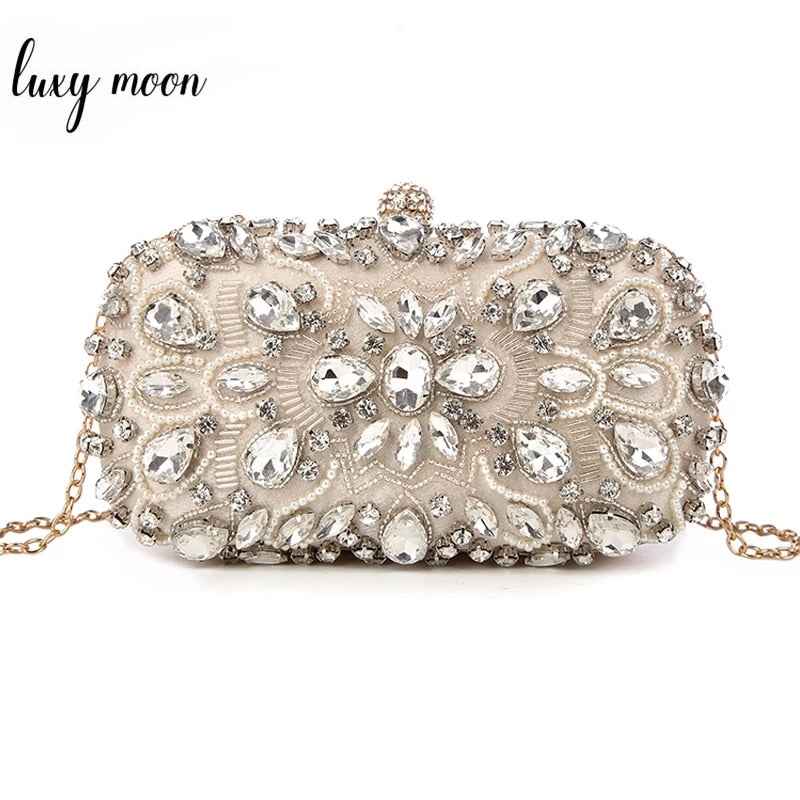 Wedding Clutch Women's Clutch Bag Party Purse and Handbag Pearl Clutch Luxury Handbags Women Bags Designer Apricot Wallet
