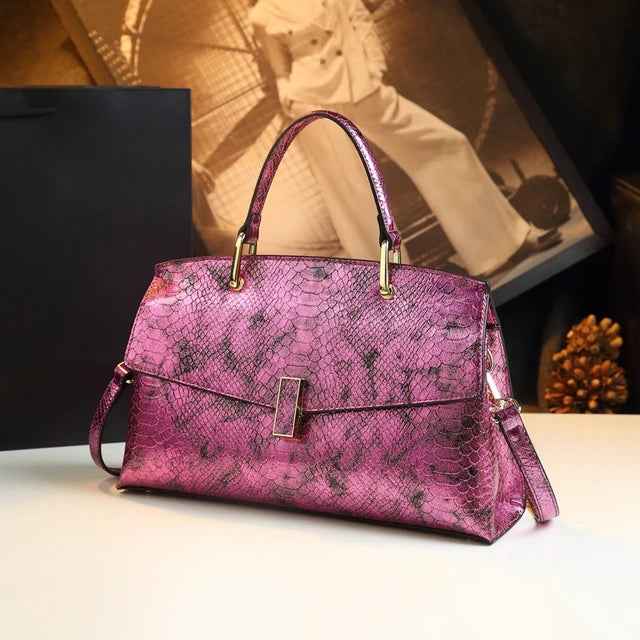 Snake Print Leather Women Bags Luxury Fashion Ladies Handbags Shoulder Crossbody Bag Portable Mother Top Handle Tote Bags