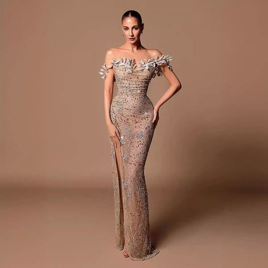 New Fashionable And Sexy One Shoulder Strapless Long Dress For Women's Sexy Celebrity Club Party Evening Dress - CIANARA