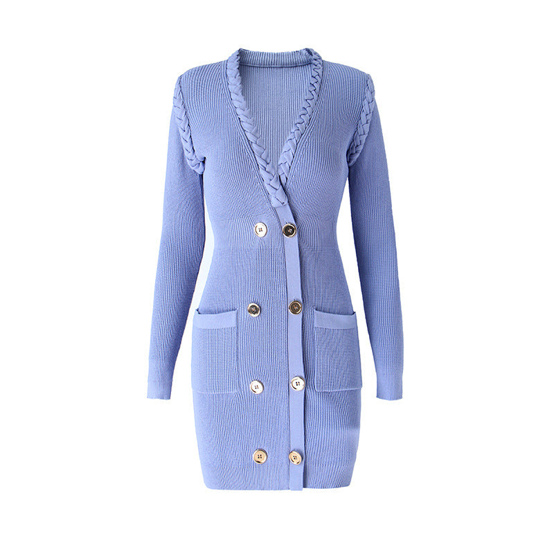 French Hepburn Dress Retro Twist Heavy Industry Three-dimensional Decorative Knitted Skirt