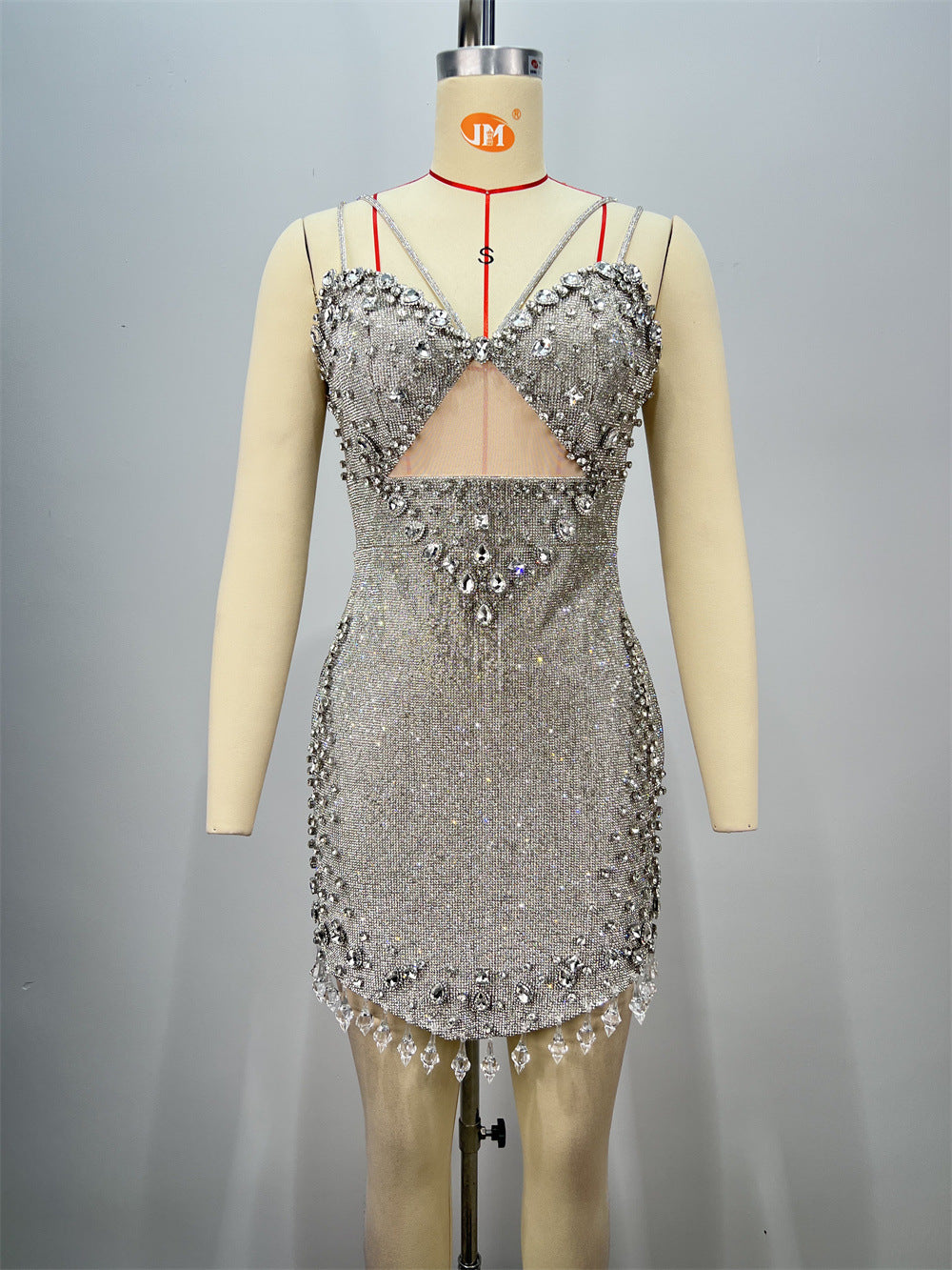 Summer Shiny Diamond Women's Sleeveless Backless Fashion V-Neck Mini Dress