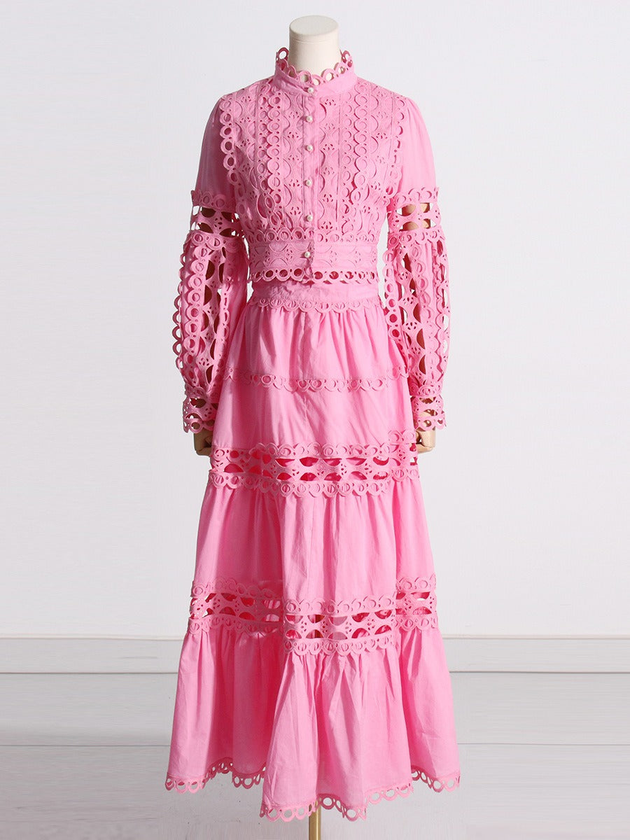 Autumn New Product French Retro Palace Style Small and Popular Women's Set Lace Lace Princess Sleeve Solid Color Set