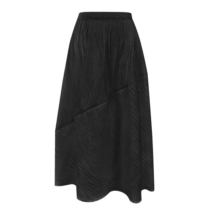 Spring new Korean style solid color pleated women's mid-length top irregular skirt clothing two-piece suit