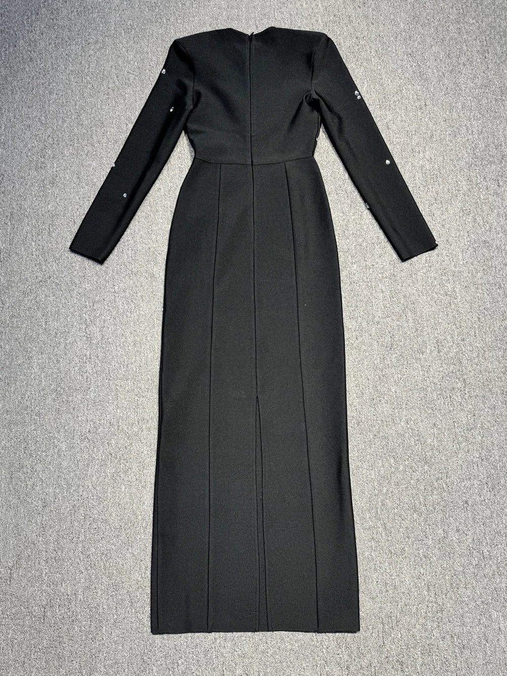 Elegant long evening dress with heavy-duty beading diamond inlay long-sleeved and bandage style