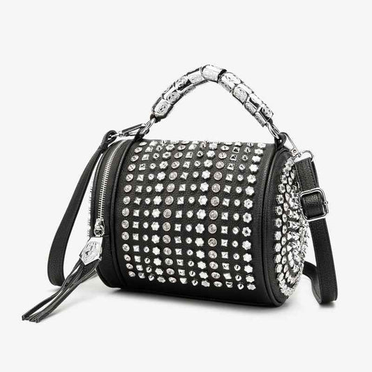 Bag Cylinder Bag Handmade Rhinestone Bag Classic Versatile Shoulder Crossbody Bag Pillow Bag