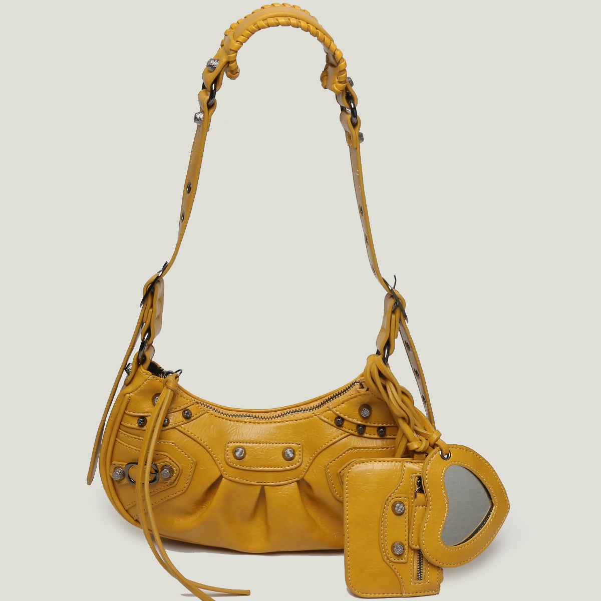 New Heavy Industry Rivet Motorcycle Bag 3 In 1 Crescent Bag With The Same Armpit Bag Shoulder Messenger Bag