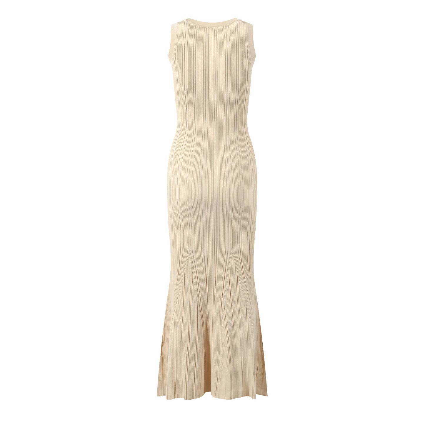 French socialite temperament fashionable and elegant slim fit and slimming round neck single breasted sleeveless knitted dress long skirt