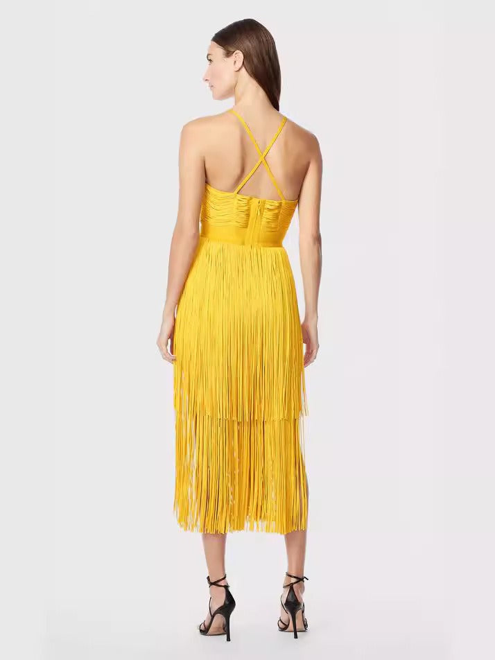 Suspender fringe skirt backpack hip skirt bandage dress