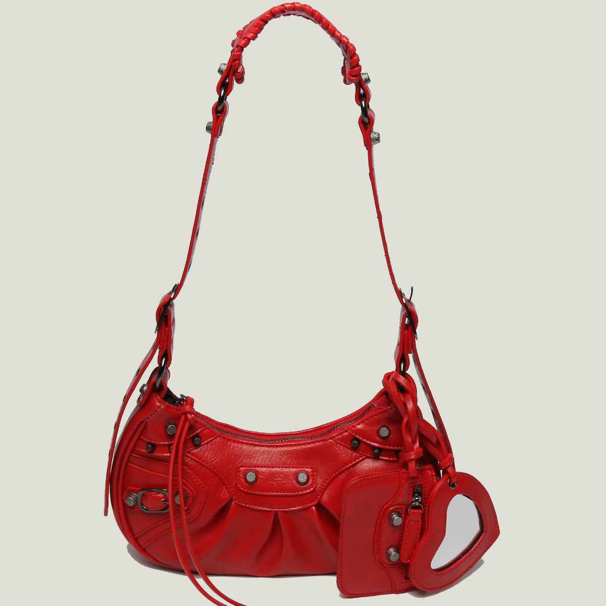 New Heavy Industry Rivet Motorcycle Bag 3 In 1 Crescent Bag With The Same Armpit Bag Shoulder Messenger Bag
