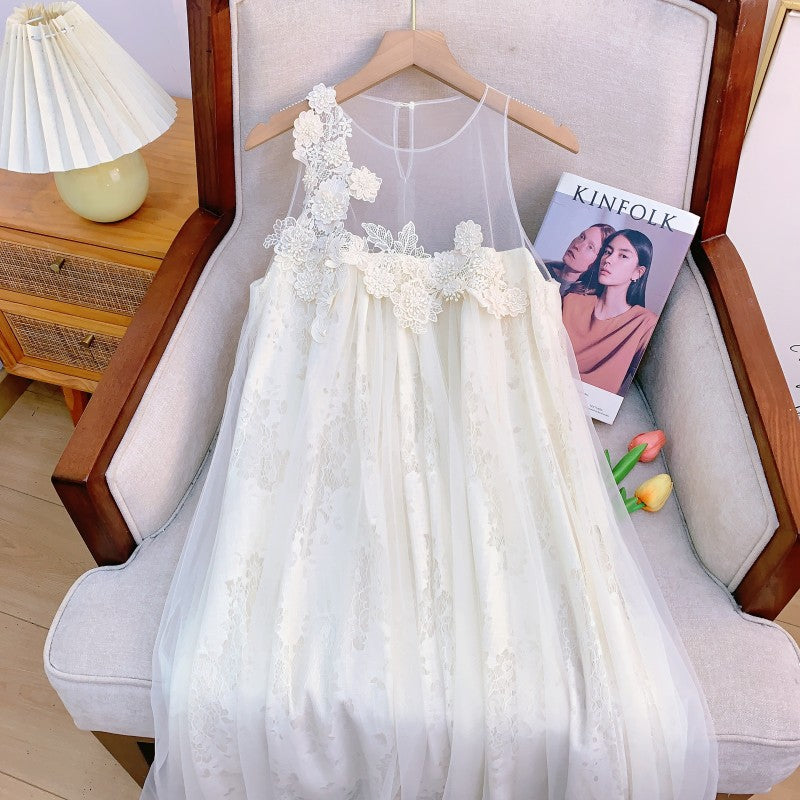 Mesh Sleeveless 3D Floral Dress or Top amp Skirt Set