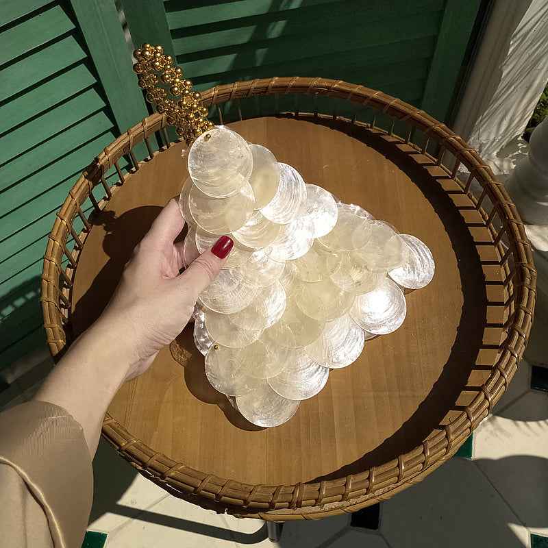 NEW shell bags for women luxury evening sequins handbags lady mini chain shoulder bag designer girl pearl pendant crossbody bag