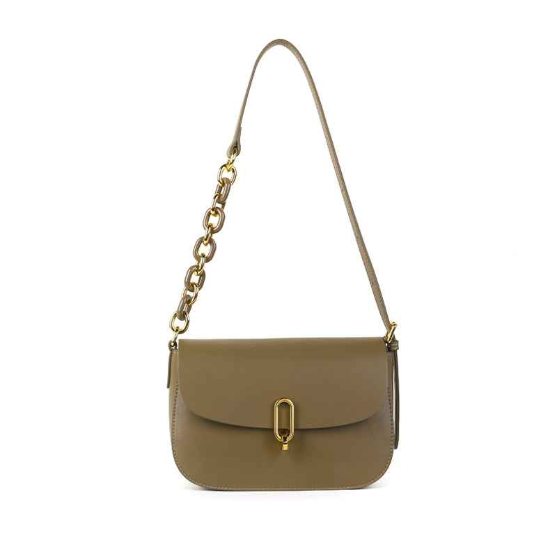 New fashion simple leather saddle bag niche lock women's bag shoulder messenger bag