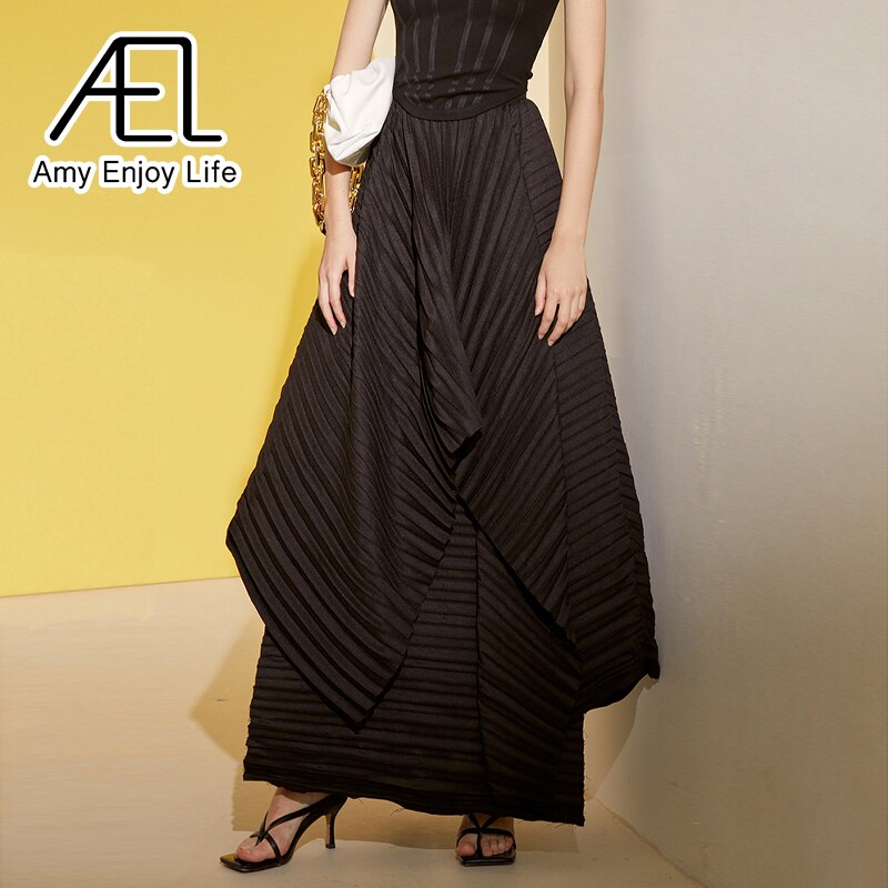 Original Custom Design Sense Irregular Large Skirt Pleated Dress Women