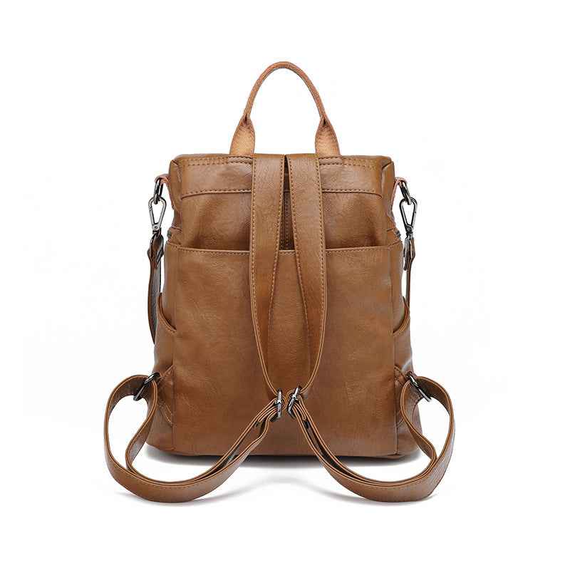 Leather backpack women's new foreign trade backpack large-capacity school bag multi-functional dual-purpose women's bag