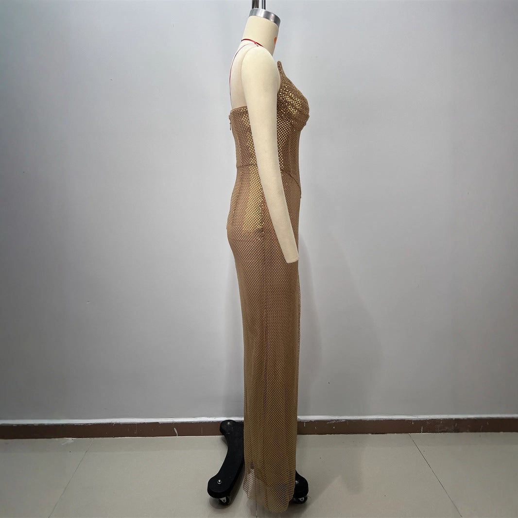 Summer New Fashion Spicy Girl Strapless Long Dress Women's Nightclub Sexy Slit Long Evening Dress
