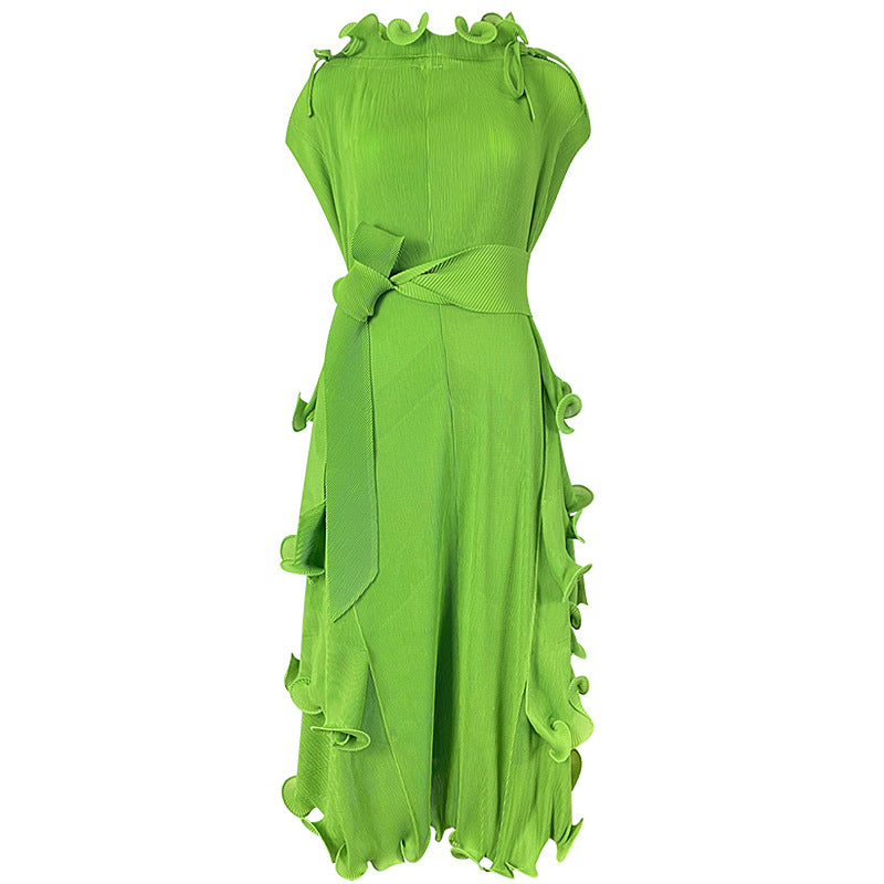 Spring Women's Wear Drape New European American Versatile Design Sense Sleeveless Temperament Tie Dress