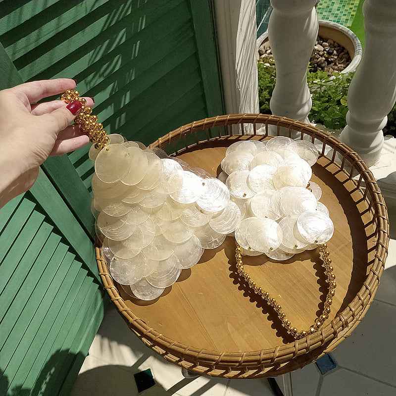 NEW shell bags for women luxury evening sequins handbags lady mini chain shoulder bag designer girl pearl pendant crossbody bag
