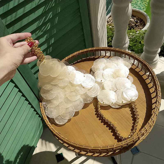 NEW shell bags for women luxury evening sequins handbags lady mini chain shoulder bag designer girl pearl pendant crossbody bag