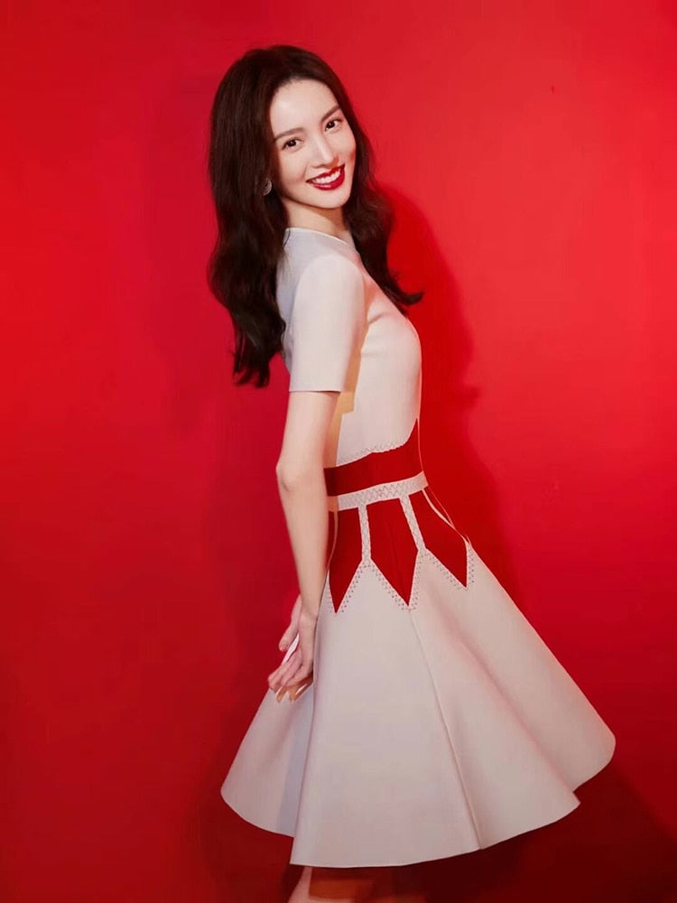 Chic Jacquard Mini Dress Short Sleeves O Neck Ruffles Design Celebrity Party Club Bandage Vestido