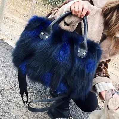 Luxry Real Fox Fur Women Handbags Genuine leather Newest Party Multicolour Bags Fox Fur Ladies Shoulder Bag Gift Crossbody bags