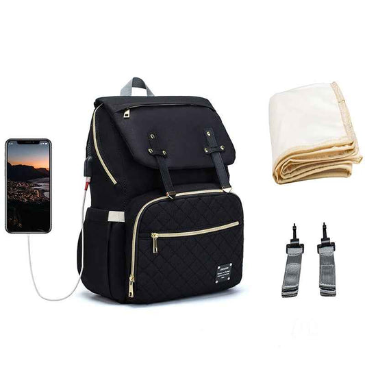 Lequeen Brand Diaper Bag Large Capacity USB Mummy Bag Travel Backpack Designer Nursing Bag for Baby Care