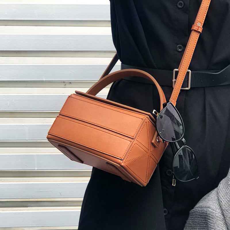 Fashion Simple Cowhide New Leather Women's Bag Suction Buckle Single Shoulder Messenger Pillow Bag