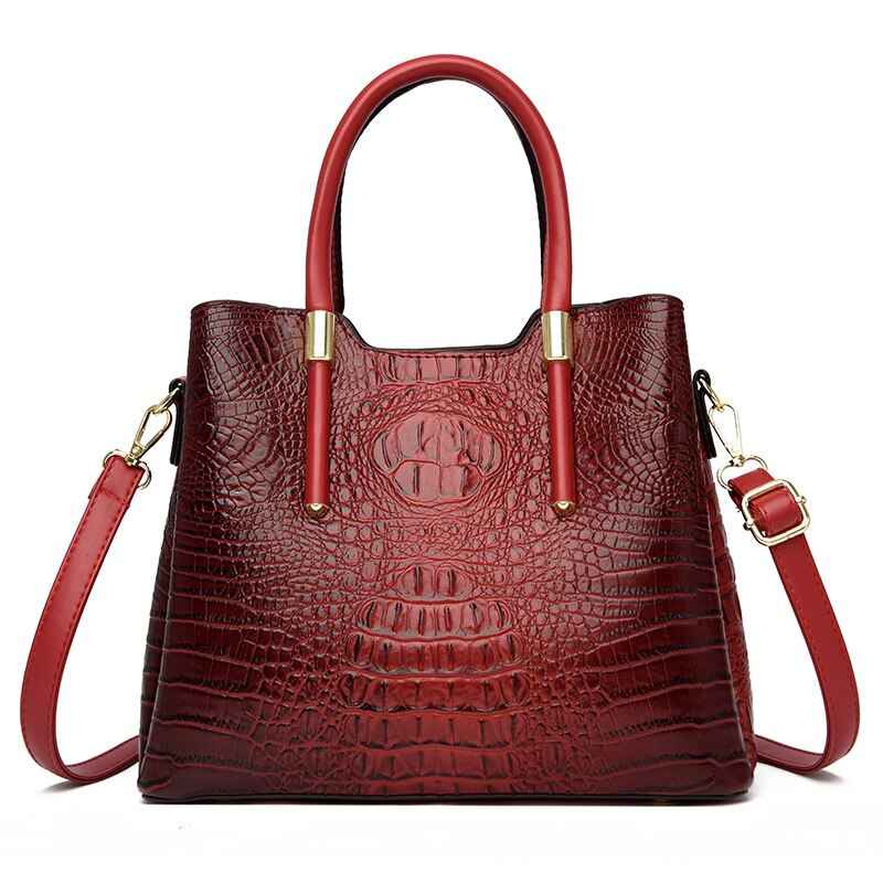 Fashion Alligator Women Handbags Designer Luxury Crocodile Pu Leather Shoulder Crossbody Bags Retro Large Tote Female Purse