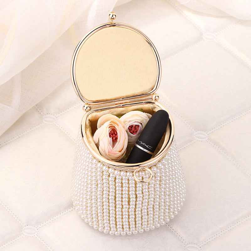 New Pearl Evening Bag Net Red Mini Portable Evening Bag Niche Bag Diy Pearl Bucket Bag