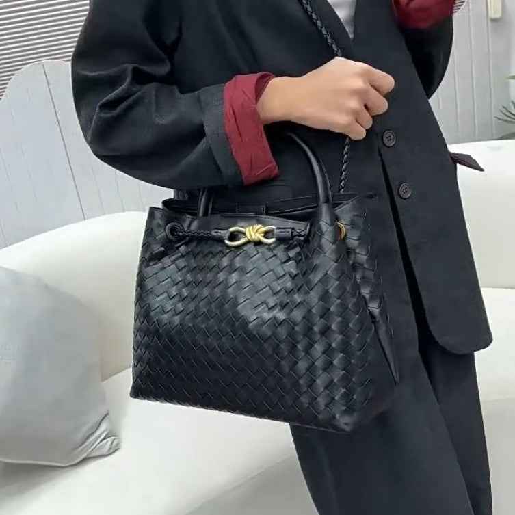 Figure-8 Shaped Metal Bow Genuine Leather Tote Bag, Single Shoulder, Handheld, Large Capacity, Crossbody Women's Bag ...