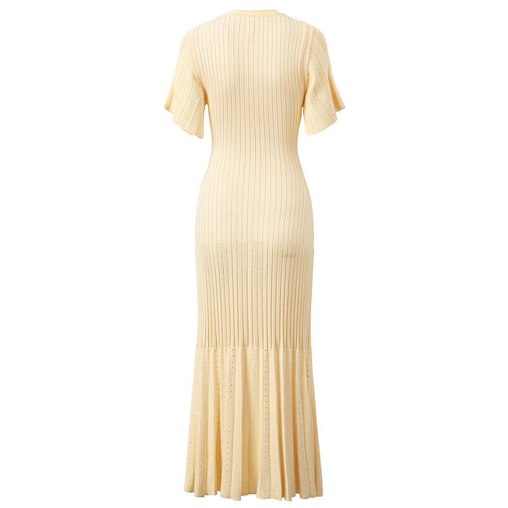 Elegant temperament short sleeved dress extra long women's knitted skirt cardigan short sleeved skirt