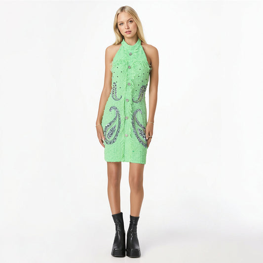 Heavy industry dress neck hanging small sexy dress party short skirt