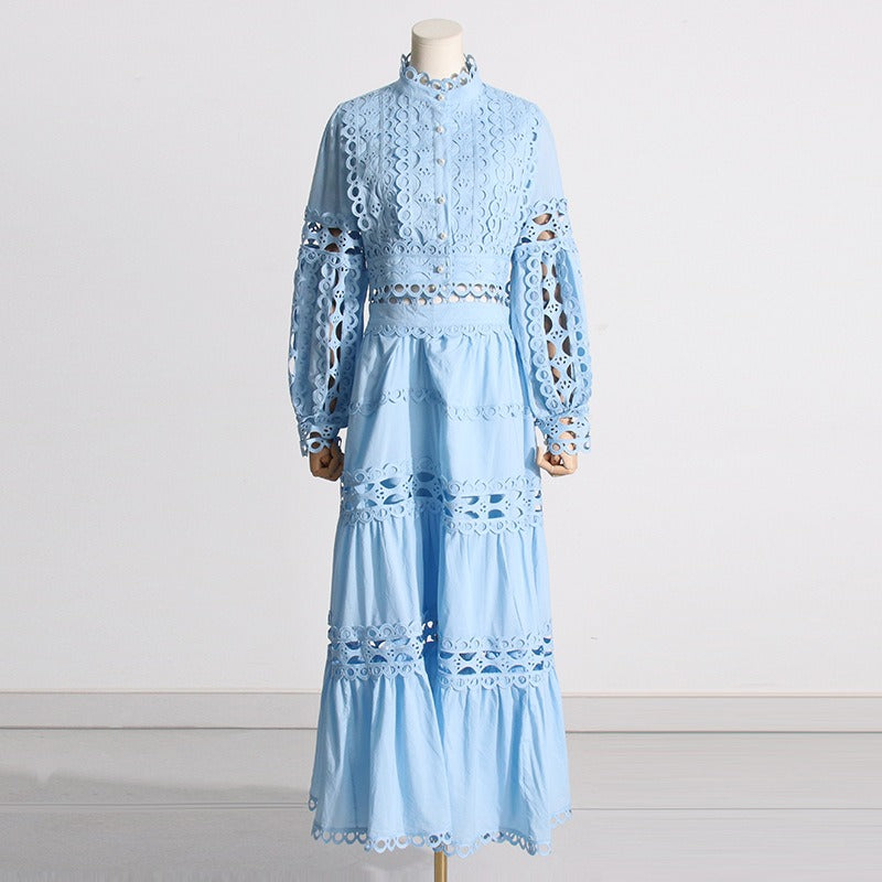 Autumn New Product French Retro Palace Style Small and Popular Women's Set Lace Lace Princess Sleeve Solid Color Set