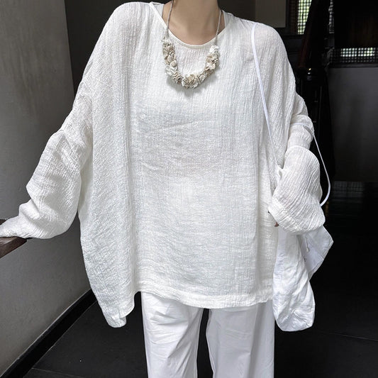 Leisure High-End Linen Oversized Silhouette Shirt for a Slim Figure