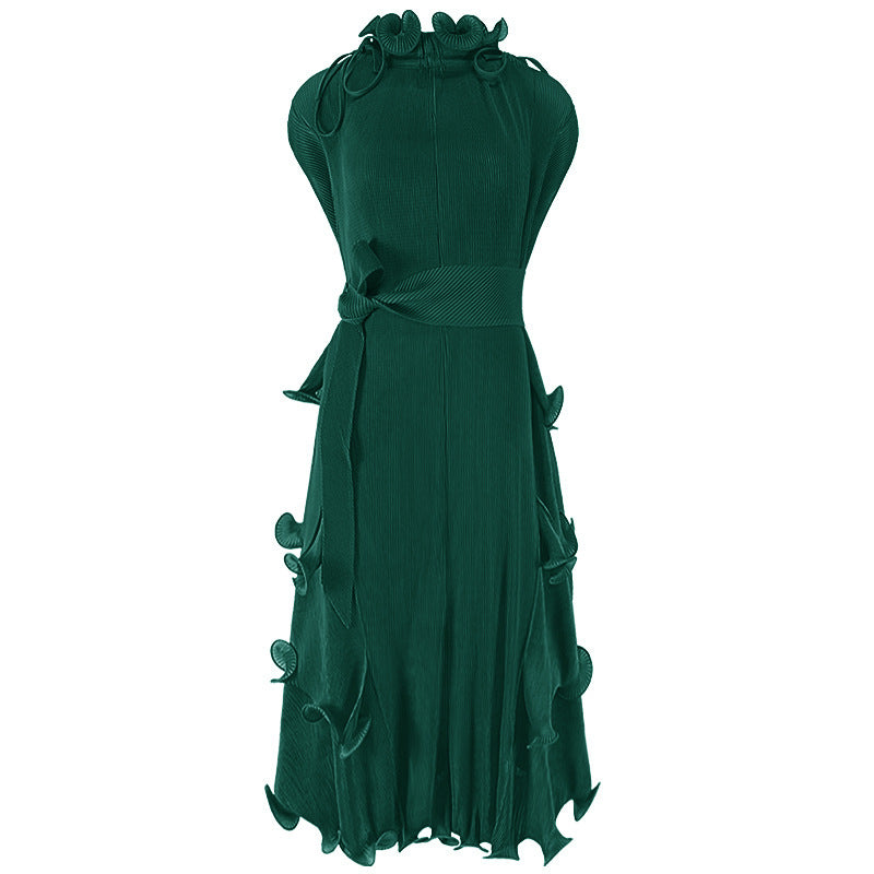Spring Women's Wear Drape New European American Versatile Design Sense Sleeveless Temperament Tie Dress