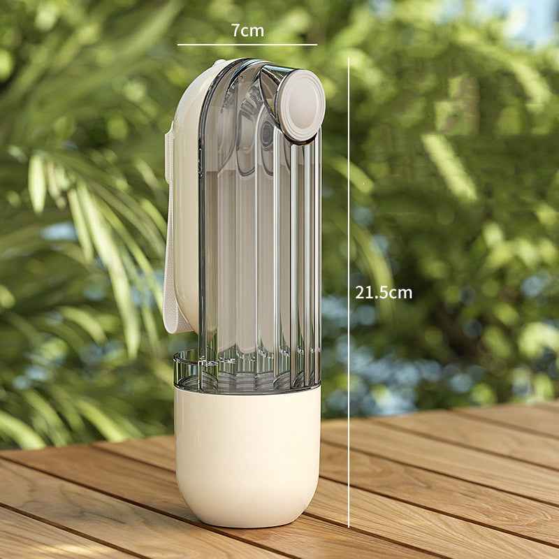 2-in-1 Portable Dog Water Bottle & Food Cup | Segmented Leak-Proof Travel Feeder Bowl for Walking and Outdoor Travel